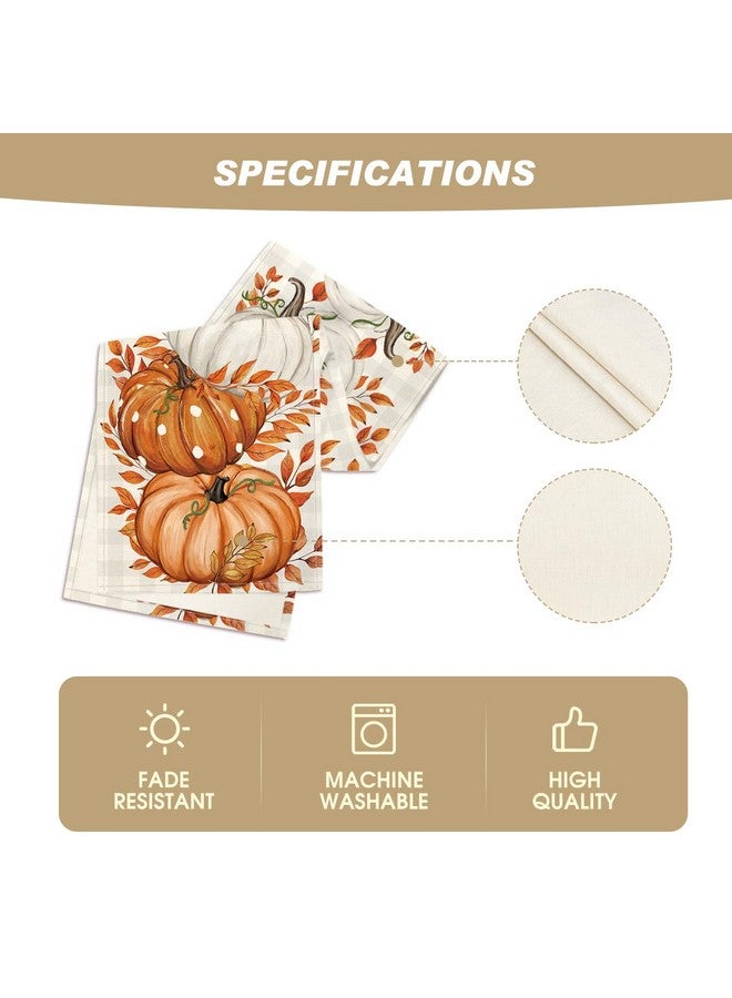 Artoid Mode Buffalo Plaid Orange Pumpkins Eucalyptus Fall Table Runner, Autumn Thanksgiving Kitchen Dining Table Decoration for Home Party Decor 13x72 Inch - Image 5