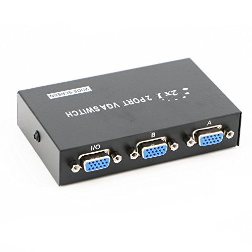 PASOW 2 in 1 Out 2 Port VGA Switch - Press Button Two Way Video Switch for PC TV Monitor - Black - Image 3