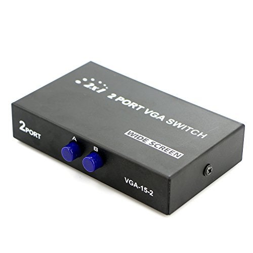 PASOW 2 in 1 Out 2 Port VGA Switch - Press Button Two Way Video Switch for PC TV Monitor - Black - Image 2