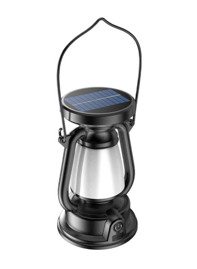 Classic Solar-Powered Camping Lantern with Simulated Candle Effect - Type-C Rechargeable and Water-Resistant Vintage Light - Image 1