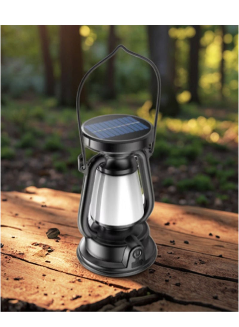 Classic Solar-Powered Camping Lantern with Simulated Candle Effect - Type-C Rechargeable and Water-Resistant Vintage Light - Image 5