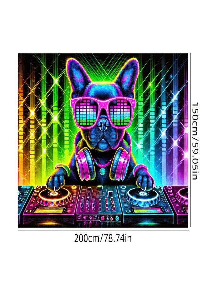 نسيج جداري مضيء من BlissYard بتصميم كلب بولدوغ، مقاس 78 × 59 بوصة، يتفاعل مع الأشعة فوق البنفسجية، يتوهج في الظلام، مناسب لتزيين غرف النوم والمعيشة. - Image 4