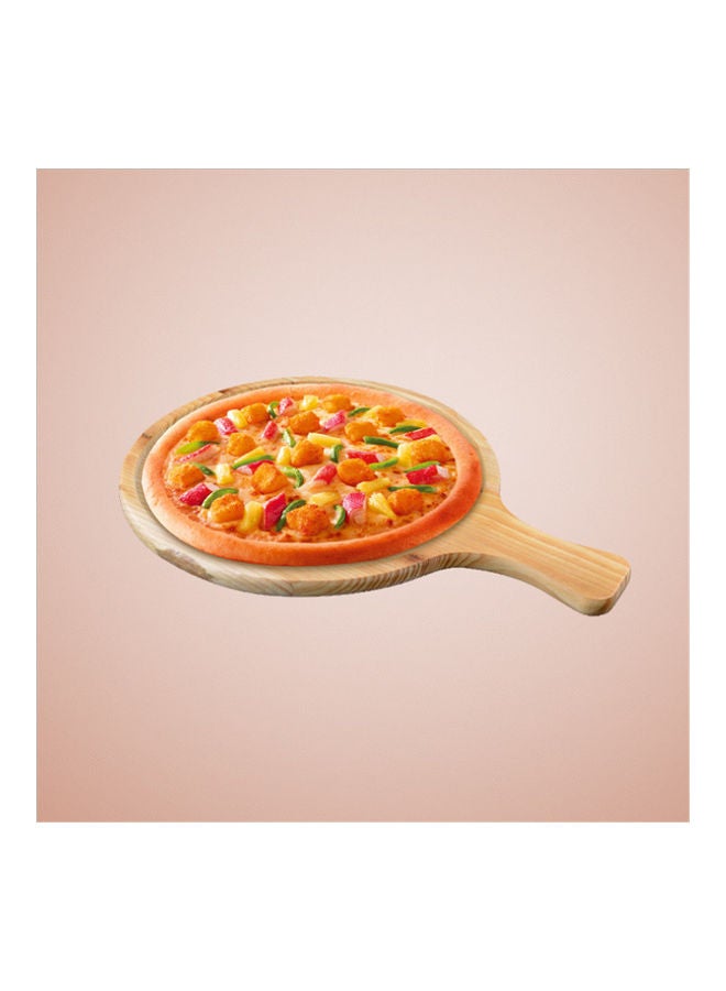 Arabest Grooved Design Bamboo And Wood Pizza Tray Brown - Image 2