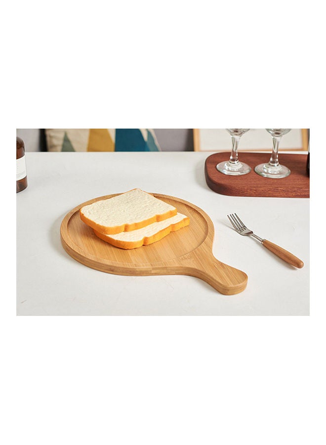Arabest Grooved Design Bamboo And Wood Pizza Tray Brown - Image 4