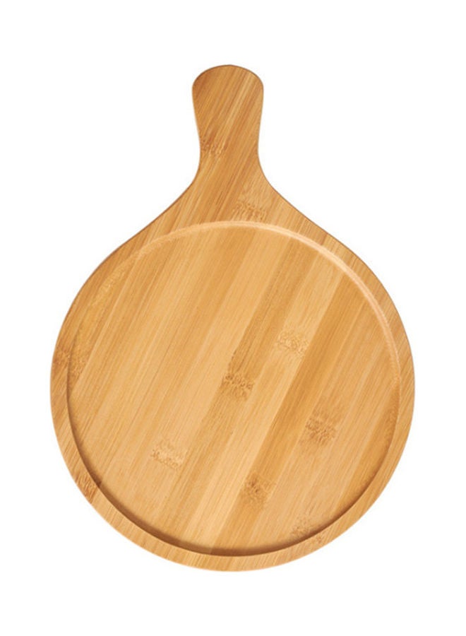 Arabest Grooved Design Bamboo And Wood Pizza Tray Brown - Image 1