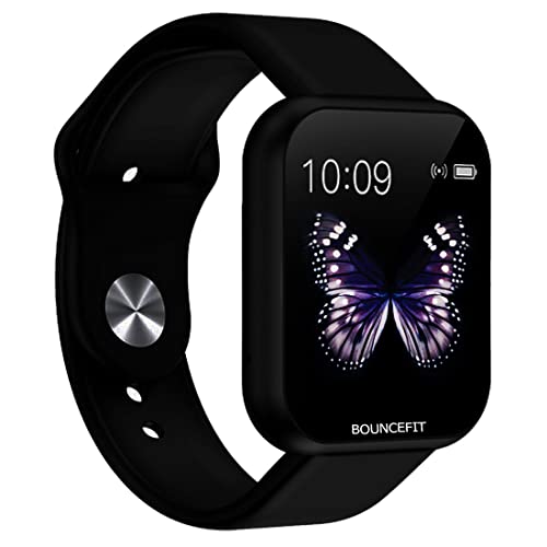 Bouncefit D20 Y68 Fitness Band Smart Watch for Men, Women, Boys, Girls, Kids – Single Touch Interface, Water Resistant, Workout Modes, Quick Charge Sports Smartwatch – Jet Black - Image 1