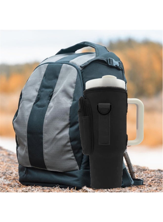 Generic Water Bottle Bag for 40 Oz Tumbler, Bottle Pouch Holder with Pocket and Adjustable Shoulder Strap for Stanley,Black - Image 3