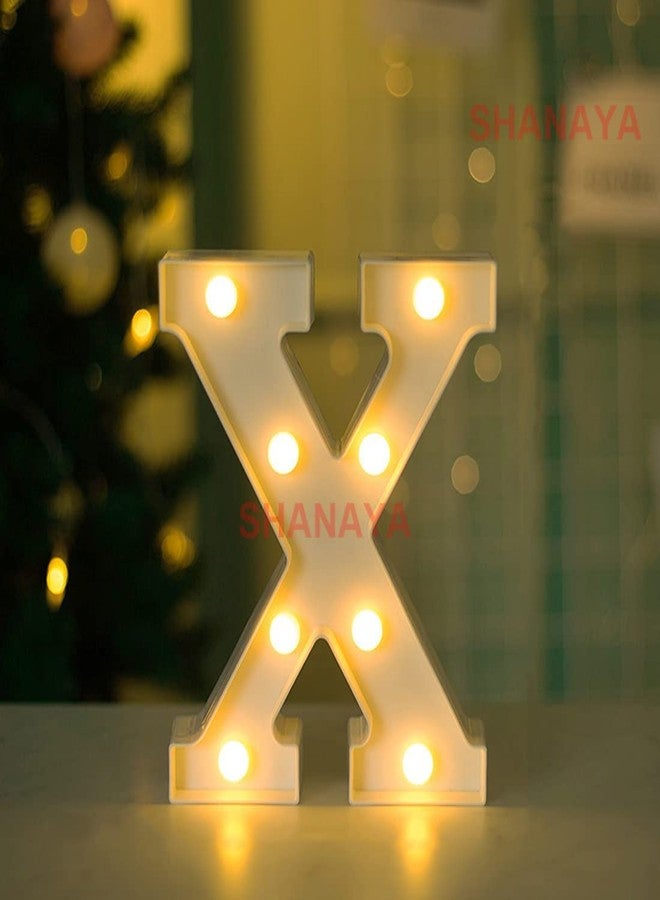 SHANAYA Alphabet LED Letter Lights Number Light Decorative Birthday Wedding Party Home Decor Light Up Plastic English Letters Standing Hanging A-Z for Party Wedding Festival (X) - Image 1