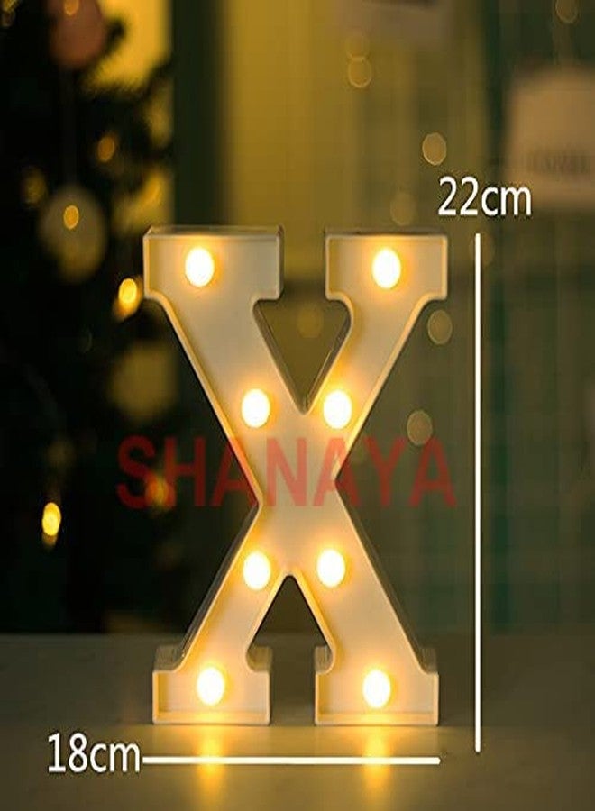 SHANAYA Alphabet LED Letter Lights Number Light Decorative Birthday Wedding Party Home Decor Light Up Plastic English Letters Standing Hanging A-Z for Party Wedding Festival (X) - Image 2