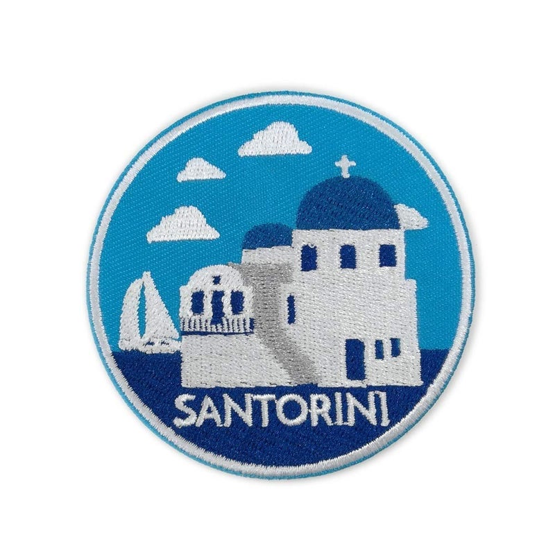 CutePatch Santorini Travel Embroidered Iron on sew on Patch Greece Visit Souvenir