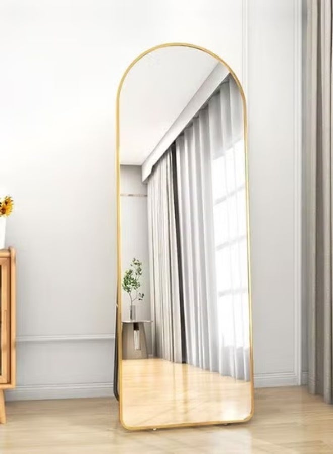 رافين مرآة متعددة الأغراض بتصميم إسكندنافي حديث مقوس، يمكن تعليقها أو ثنيها على الحائط، مرآة أرضية كبيرة لغرفة النوم، مرآة خلع الملابس، مرآة مثبتة على الحائط، زاوية مستديرة، إطار حديدي متين، مرآة زخرفية لغرفة المعيشة والمتاجر المنزلية، 80 × 180 سم - Image 5