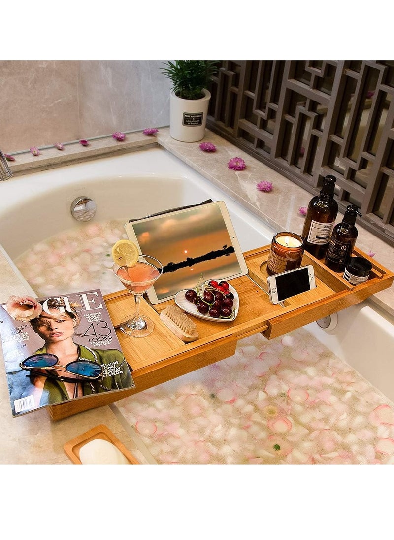 Sharpdo Bathtub Storage Tray - Bamboo Adjustable Bathroom Storage Tray for Luxurious SPA or Reading  - Image 5