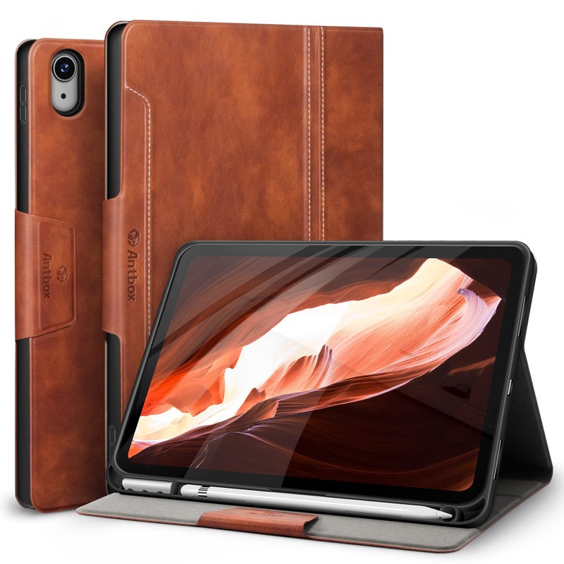 Antbox Case for iPad A16 11th Generation 11 2025iPad 10th Generation 109 2022 with Builtin Pencil Holder Auto SleepWake Function PU Leather Smart Cover Brown