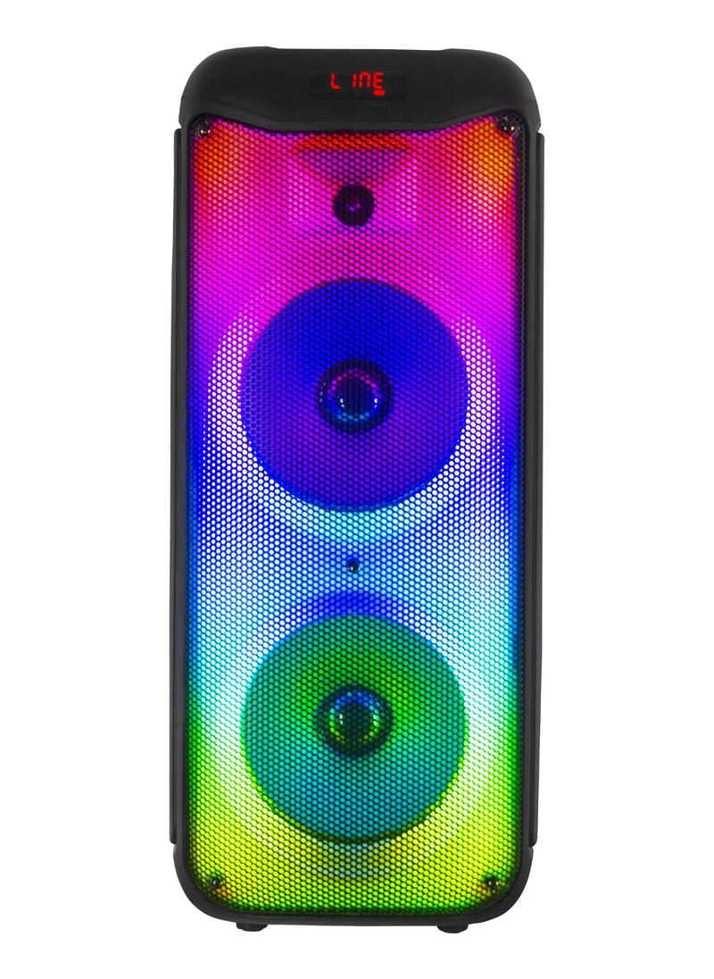 STAR TRACK Star Track HALO WAVE G1 – 80W TWS Bluetooth Speaker System | Dual 8" Bass Drivers, 1" Tweeter, Wireless Mic, FM Radio, Flame Light Modes, USB/TF/AUX/DC  - Image 1