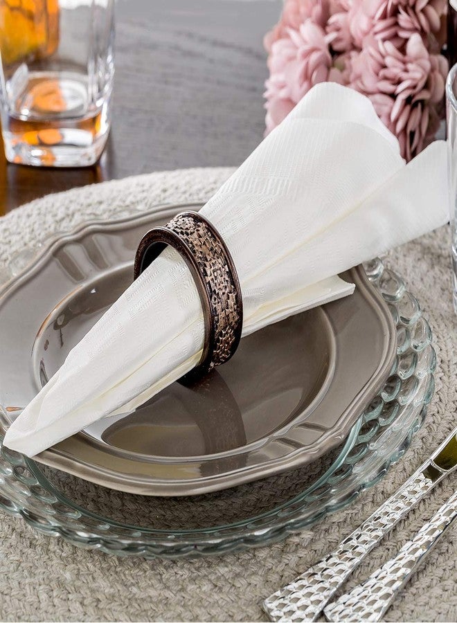 Creative Scents Dublin Brown Napkin Rings Set of 6 - Elegant Dining Table Decor Napkin Holder Rings - Rustic Table Setting Decorations for Thanksgiving, Fall, Holiday Dinner - Table Decor - Image 2