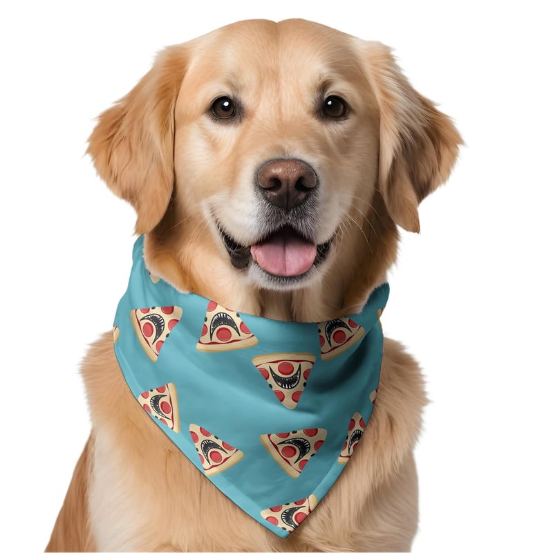W Brings Pizza or Shark Dog Bandana/Scarf | This Stunning Gorgeous Design Dog Bandana Scarf is Perfect Styling Accessory for Dogs Large, Medium & Small. One Size Fits All. - Image 1