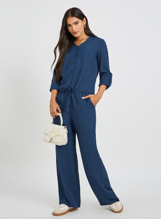 Styli Styli Solid Elasticated Waistband Wide Leg Pants  - Image 1
