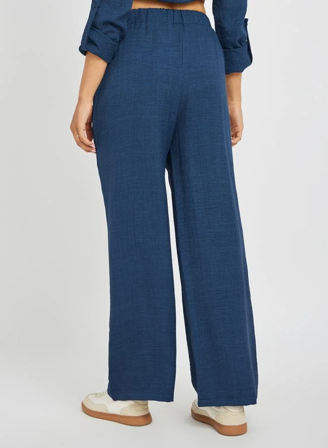 Styli Styli Solid Elasticated Waistband Wide Leg Pants
