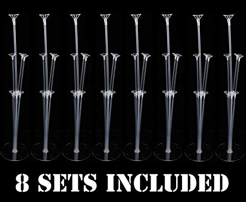 JOLLYSTYLE 8 Sets Balloon Stand Holder Kit with 56 Sticks 56 Cups and 8 Base Table Desktop Centerpiece Decorations for Wedding Birthday Baby Shower Party - Image 5