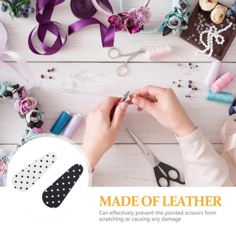 Leather Scissors Cover Protective Sheath Dot Print White Black For Hairdressers Crafters - Image 4