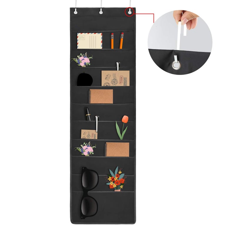 HAOHAN 10 Pockets Over Door Hanging Wall File Organizer, Oxford Cloth Storage Pocket Chart for Magazines, Pens, File Folders in Office and School - Image 4
