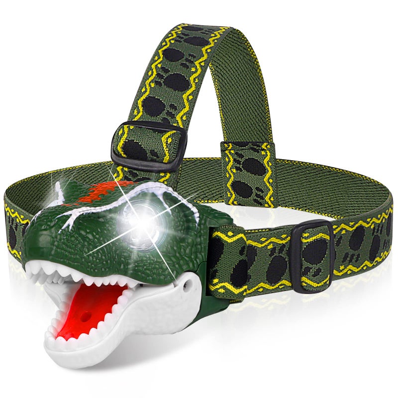 DX DA XIN Dinosaur Headlamp T-Rex LED Headlamps for Kids Flashlights Camping Gear - Dinosaur Toys for Boys Girls Toddlers Outdoor Toys for Kids Birthday Halloween Stocking Stuffers - Image 1