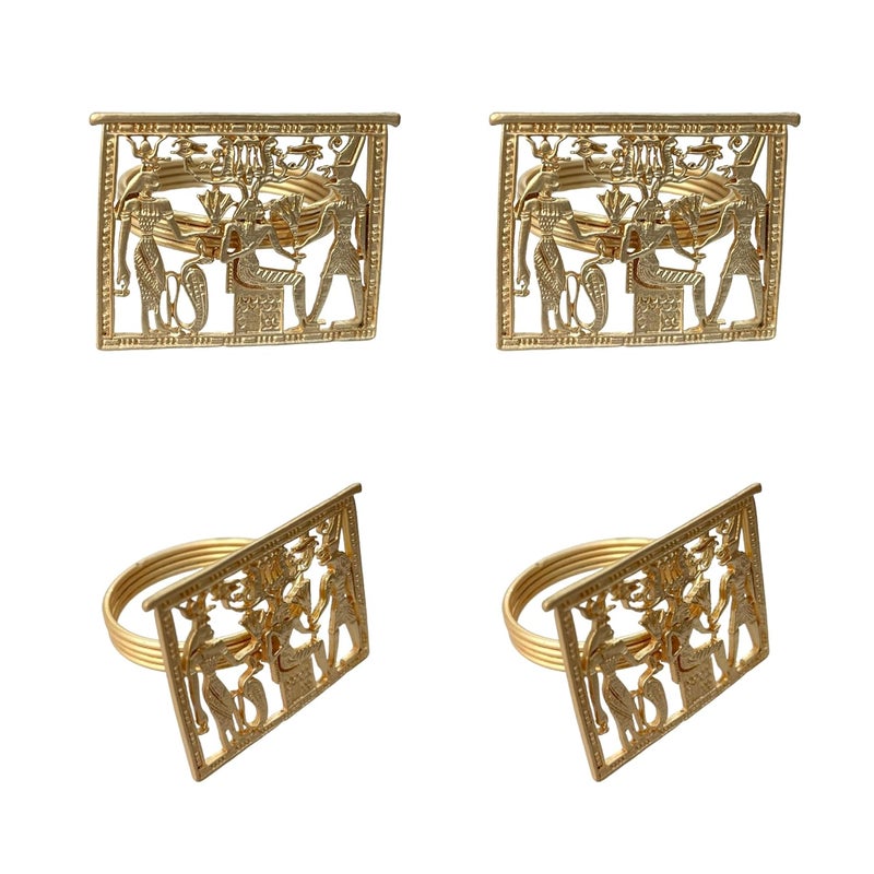 FURE Ancient Egyptian Napkin Rings Matt Golden Set of 4 - Image 1