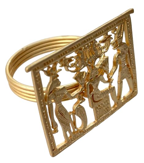 FURE Ancient Egyptian Napkin Rings Matt Golden Set of 4 - Image 3