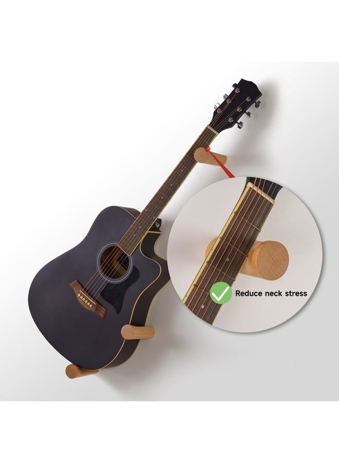 DAZZLIFE Horizontal Guitar Wall Hanger for Acoustic Electric Bass Ukulele Banjo (Wood Color) - Image 2