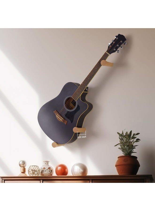 DAZZLIFE Horizontal Guitar Wall Hanger for Acoustic Electric Bass Ukulele Banjo (Wood Color) - Image 3