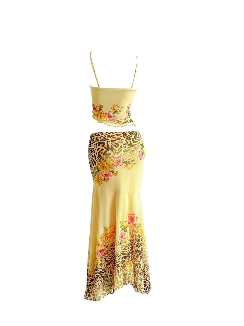 Verdusa Women's Skirt Sets 2 Piece Outfits Cami Top and Maxi Skirt Beach Vacation Spring Break Yellow Medium - Image 2