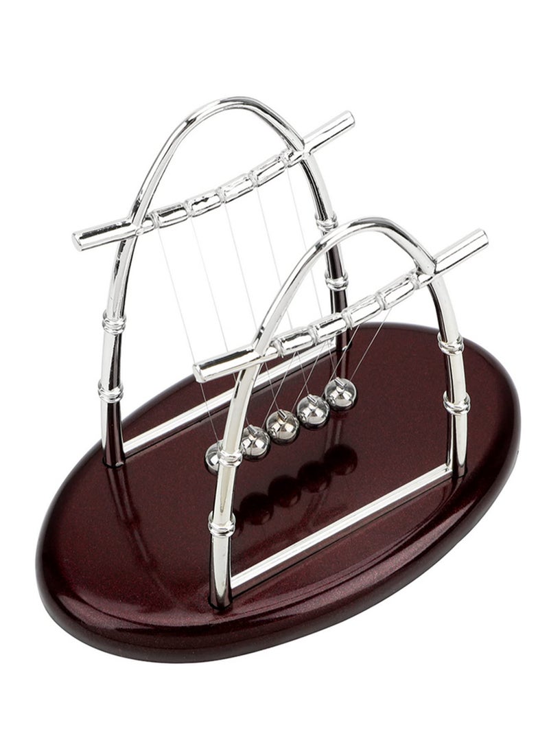 لعبة فيزياء علمية تعليمية كرات بندول معدنية – مهد نيوتن كرات توازن فولاذية حرفية لتزيين المنزل والمكتب بتصميم مقوس - Image 1