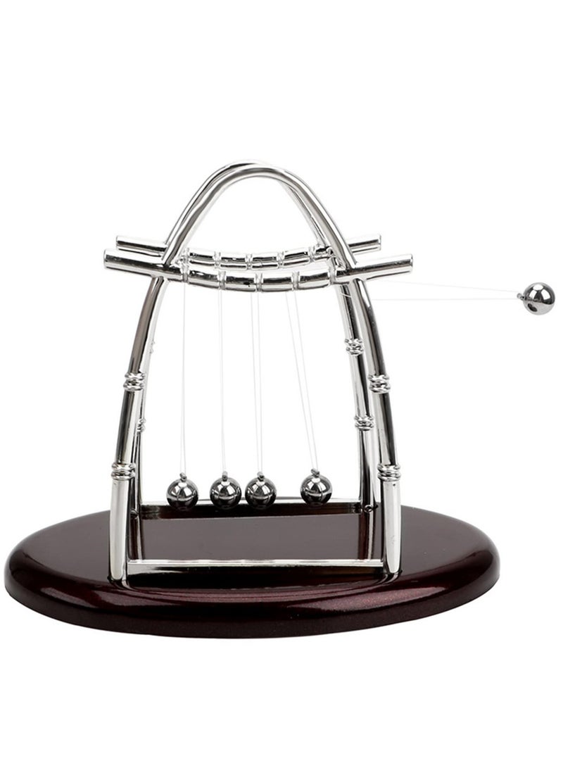 لعبة فيزياء علمية تعليمية كرات بندول معدنية – مهد نيوتن كرات توازن فولاذية حرفية لتزيين المنزل والمكتب بتصميم مقوس - Image 2