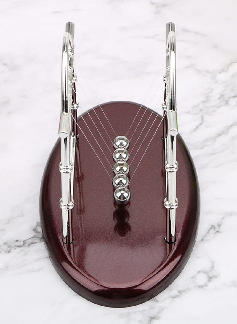 لعبة فيزياء علمية تعليمية كرات بندول معدنية – مهد نيوتن كرات توازن فولاذية حرفية لتزيين المنزل والمكتب بتصميم مقوس - Image 5