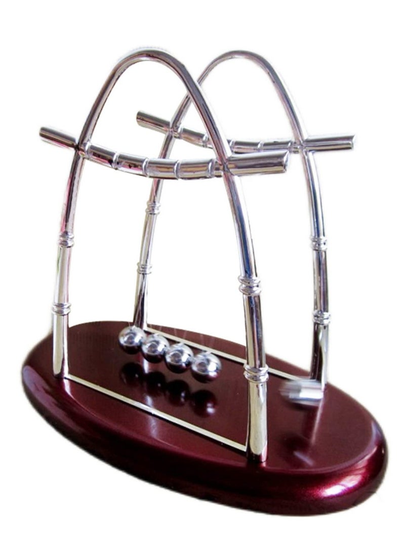 لعبة فيزياء علمية تعليمية كرات بندول معدنية – مهد نيوتن كرات توازن فولاذية حرفية لتزيين المنزل والمكتب بتصميم مقوس - Image 3