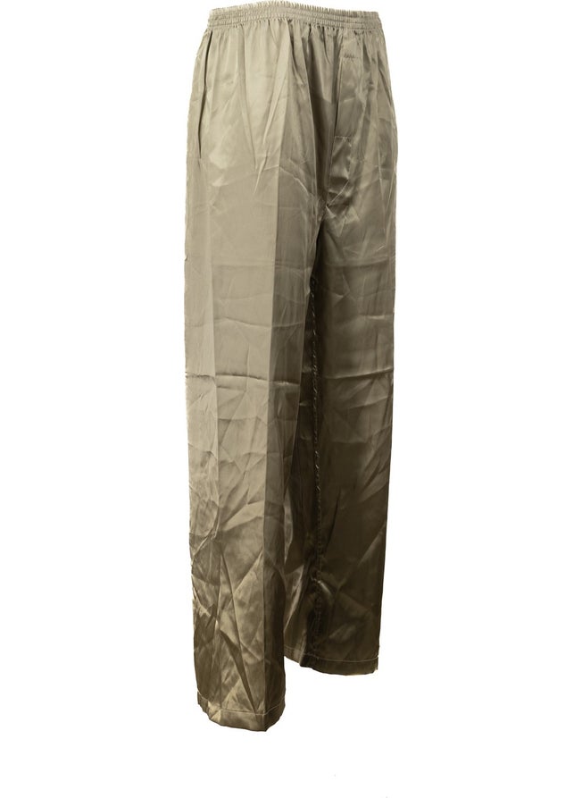 Oppland Men's Satin Fabric Pajama Pants Solid Color Elastic Waist No Pocket Wide Leg Relaxed Cut  - Image 3