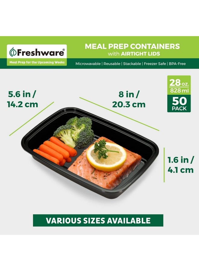 Freshware Meal Prep Containers [50 Pack] 1 Compartment with Lids, Food Storage Containers, Bento Box, BPA Free, Stackable, Microwave/Dishwasher/Freezer Safe (28 oz) - Image 4