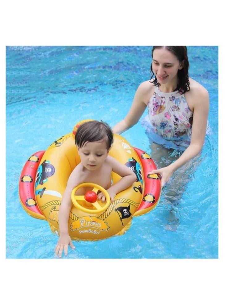 SwimBoBo Inflatable Pirate Boat Pool Float Swim Seat Boat Toddlers and Children's Toys for Age 1-4 Years Old - Image 1