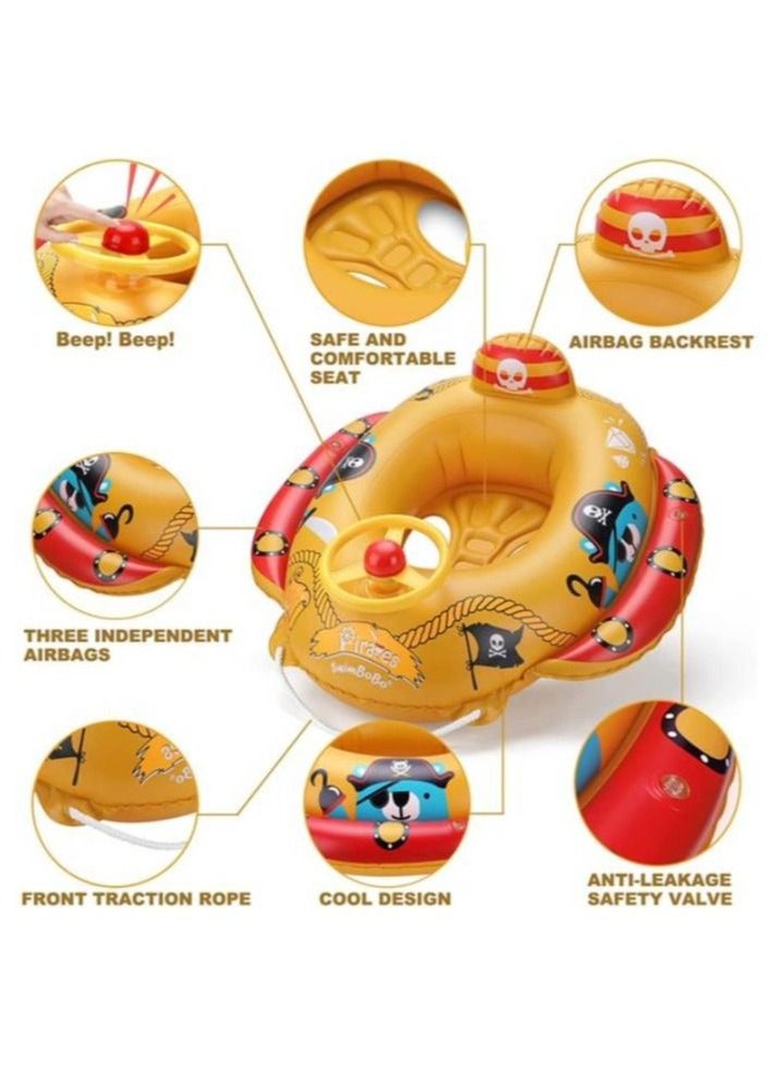 SwimBoBo Inflatable Pirate Boat Pool Float Swim Seat Boat Toddlers and Children's Toys for Age 1-4 Years Old - Image 3