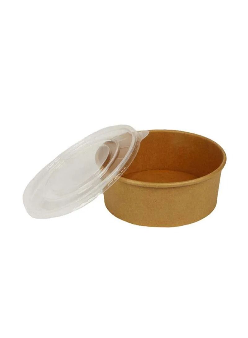 Brown Kraft Paper PE Coated Water & Oil Resistant Salad Bowl with Lid 1300 ML - Image 4