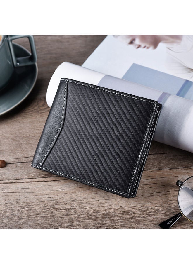NIBEMINENT Carbon Fiber Leather Antimagnetic Cowhide Wallet Black  - Image 2