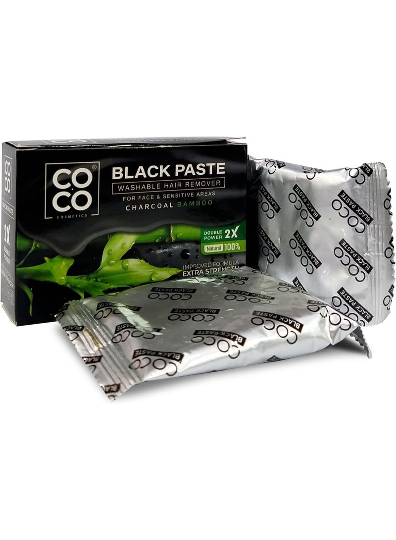 كوكو شمع كوكو - مزيل شعر قابل للغسل، معجون أسود، طبيعي 100%، تركيبة مُحسّنة بقوة إضافية مضاعفة - للوجه والمناطق الحساسة، 100 غرام (فحم الخيزران) - Image 4