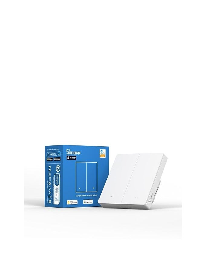 SONOFF SONOFF M5-2C-86W SwitchMan 2 Gang Smart Wall Switch (Matter), Remote/Voice Control, Share Control, Smart Scene, Countdown Timing, 2.4GHz Wifi, 2200W Max Power, Works with Alexa & Google Home, White  - Image 1