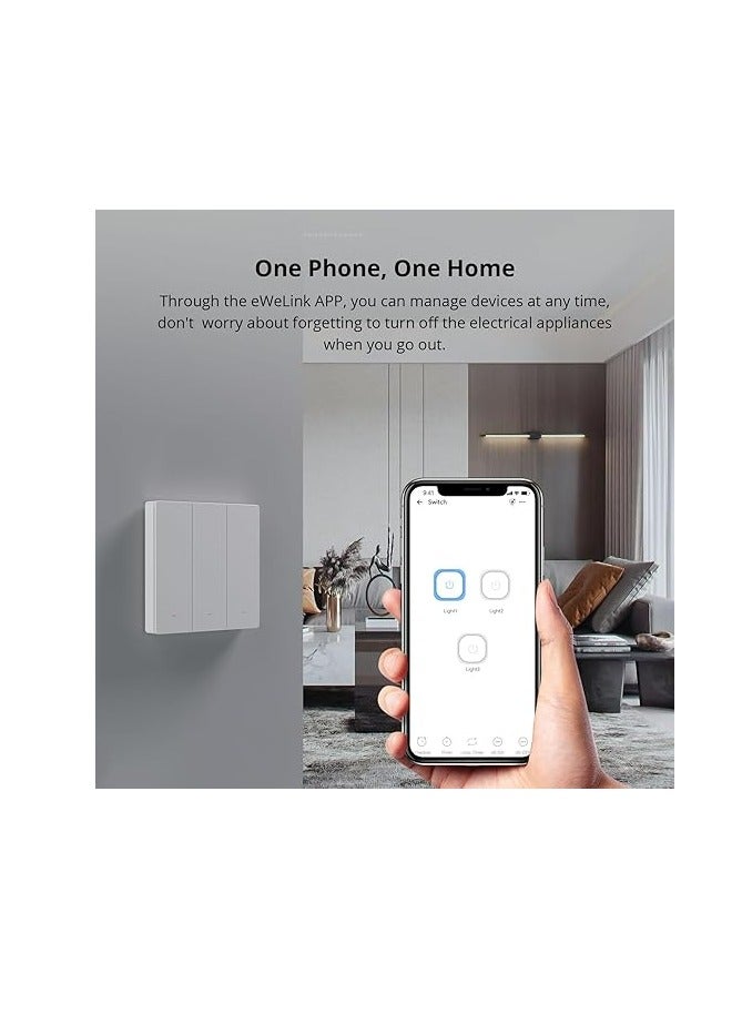 SONOFF SONOFF M5-2C-86W SwitchMan 2 Gang Smart Wall Switch (Matter), Remote/Voice Control, Share Control, Smart Scene, Countdown Timing, 2.4GHz Wifi, 2200W Max Power, Works with Alexa & Google Home, White  - Image 2