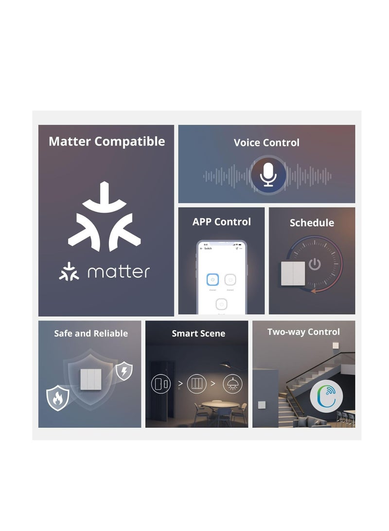 SONOFF SONOFF M5-2C-86W SwitchMan 2 Gang Smart Wall Switch (Matter), Remote/Voice Control, Share Control, Smart Scene, Countdown Timing, 2.4GHz Wifi, 2200W Max Power, Works with Alexa & Google Home, White  - Image 5
