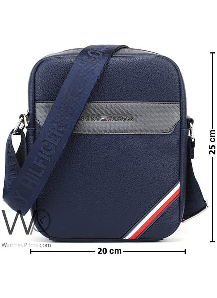 Tommy Hilfiger Plus Blue Leather Tommy Hilfiger Crossbody Messenger Bag For Men  - Image 3