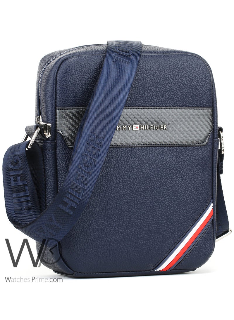 Tommy Hilfiger Plus Blue Leather Tommy Hilfiger Crossbody Messenger Bag For Men  - Image 4