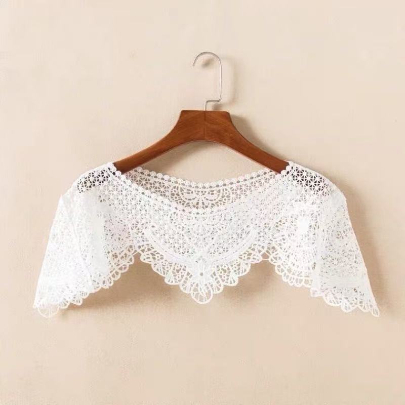 Spring Autumn Lace Blouse Solid Casual Top White lace (semi-finished product) 