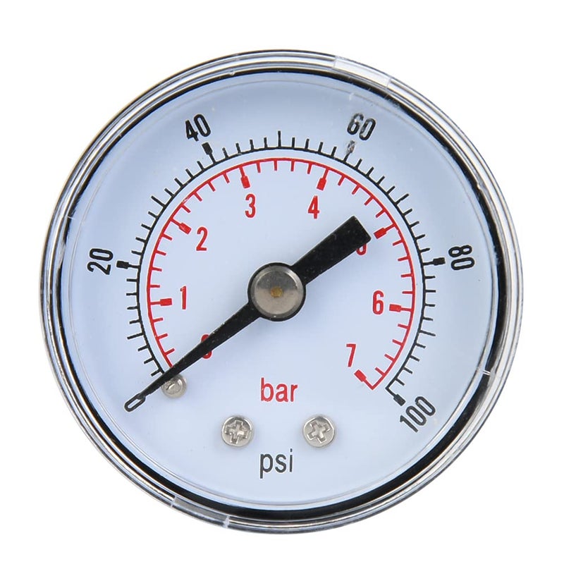 Mechanical Pressure Gauge 0 100psi 0 7bar BSPT Back Connection Durable Metal Case - Image 1