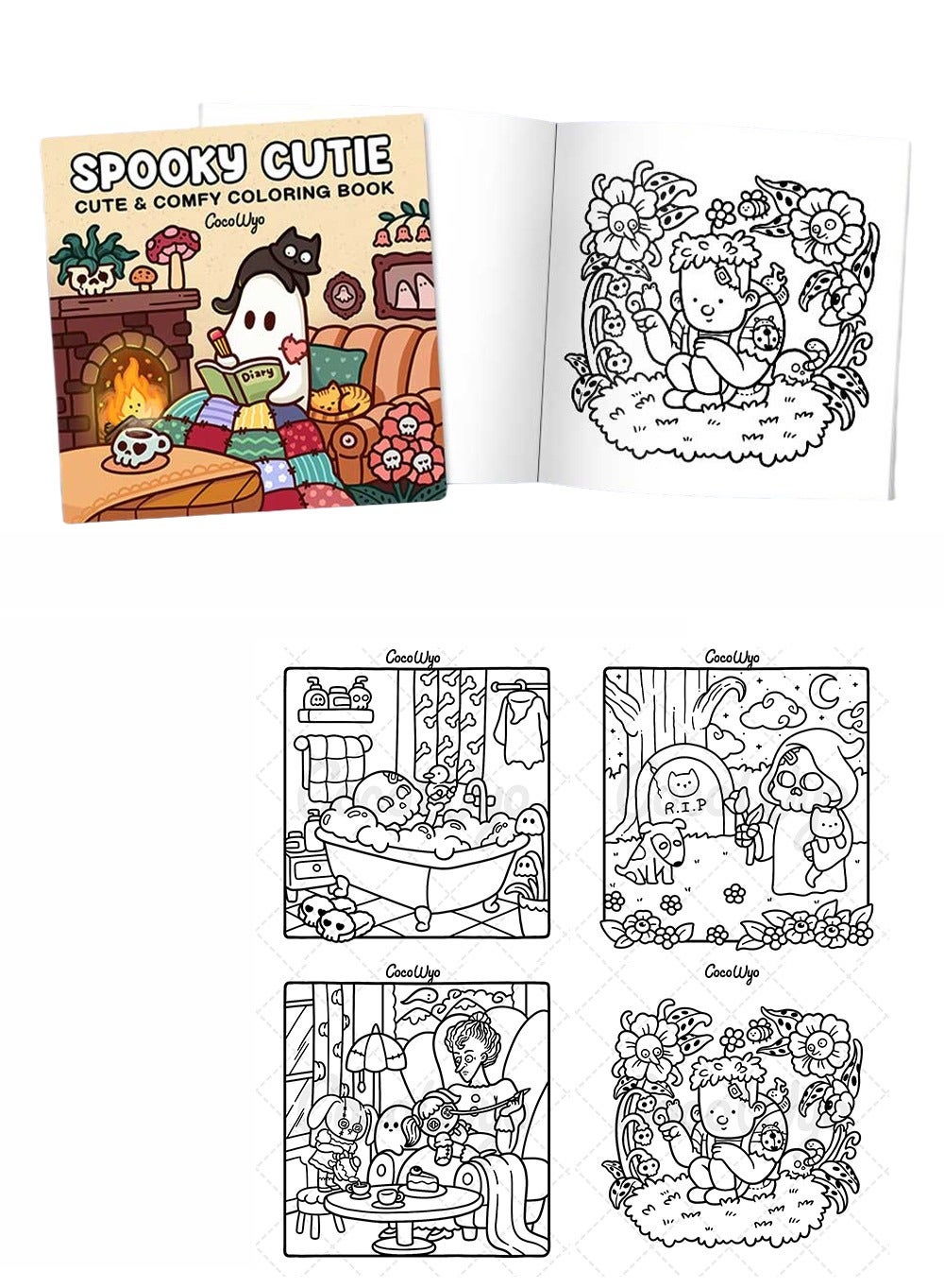Spooky Cutie: Coloring Book for Adults and Teens Featuring Adorable Creepy Creatures in Cozy Hygge Moments for Relaxation (Cozy Spaces Coloring)